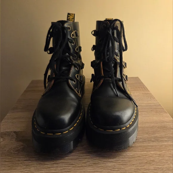 Dr. Martens Black Collier Bex Black Leather Double-laced Boots - Picture 3 of 9